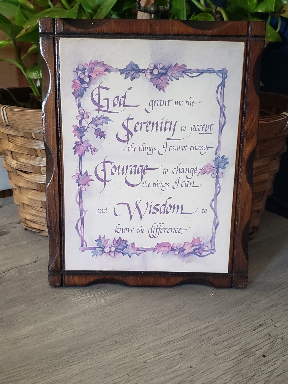 Vinatge‎ 90s Nostalgia Serenity Prayer Plaque in Purple and Brown